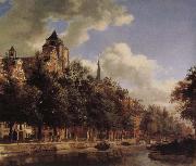 Jan van der Heyden Canal scenery oil painting